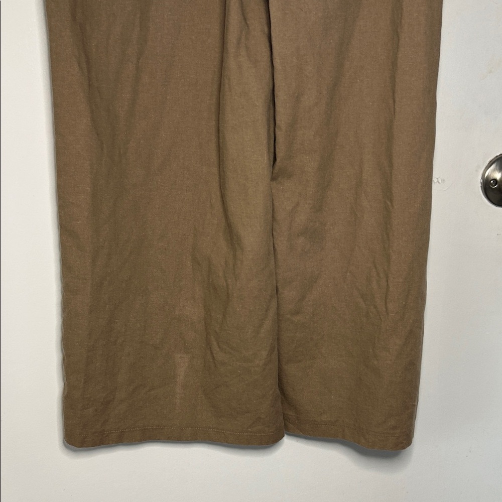 Elegant Khaki Jumpsuit Linen Cotton Blend Size M - Picture 9 of 13